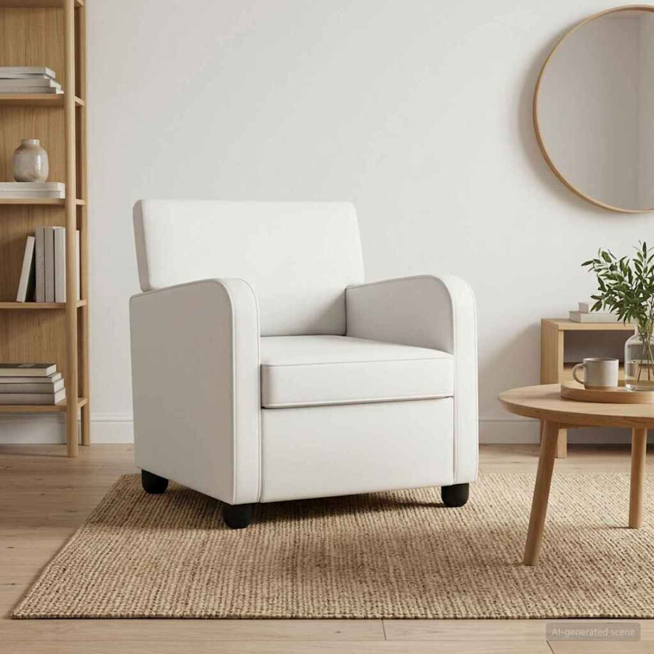 vidaXL Fauteuil Wit Kunstleer vidaXL Fauteuil Wit Kunstleer afbeelding 1