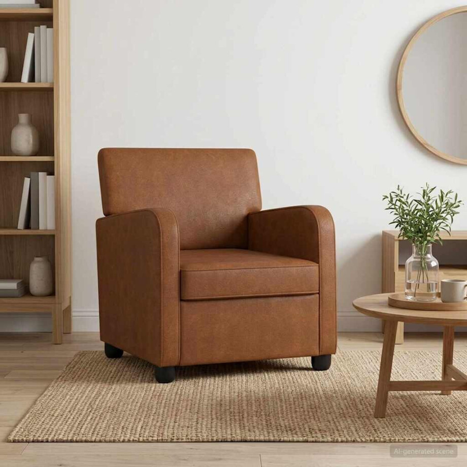 vidaXL Fauteuil Antiek Bruin Kunstleer vidaXL Fauteuil Antiek Bruin Kunstleer afbeelding 1