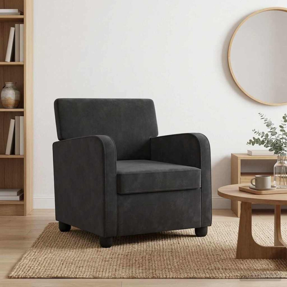 vidaXL Fauteuil Zwart fluweel afbeelding 1