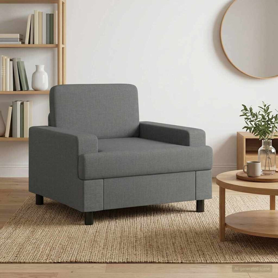 vidaXL Fauteuil Donkergrijs Stof vidaXL Fauteuil Donkergrijs Stof afbeelding 1