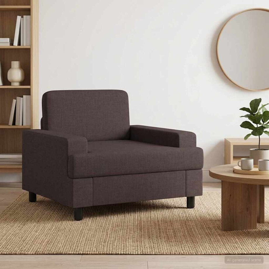 vidaXL Fauteuil Donkerbruin Stof afbeelding 1