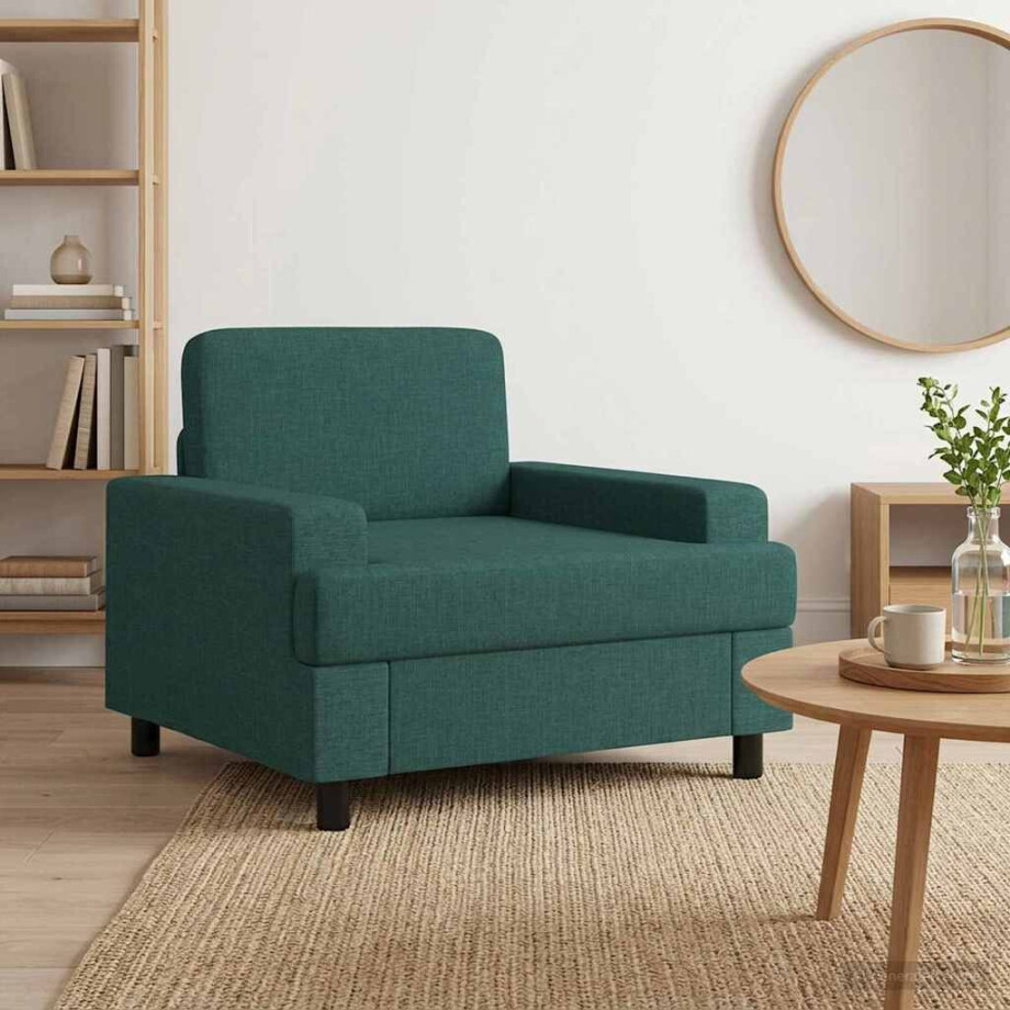 vidaXL Fauteuil Donkergroen Stof afbeelding 1