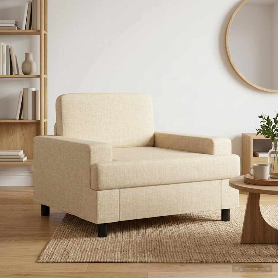 vidaXL Fauteuil Crèmekleurig Stof afbeelding 1
