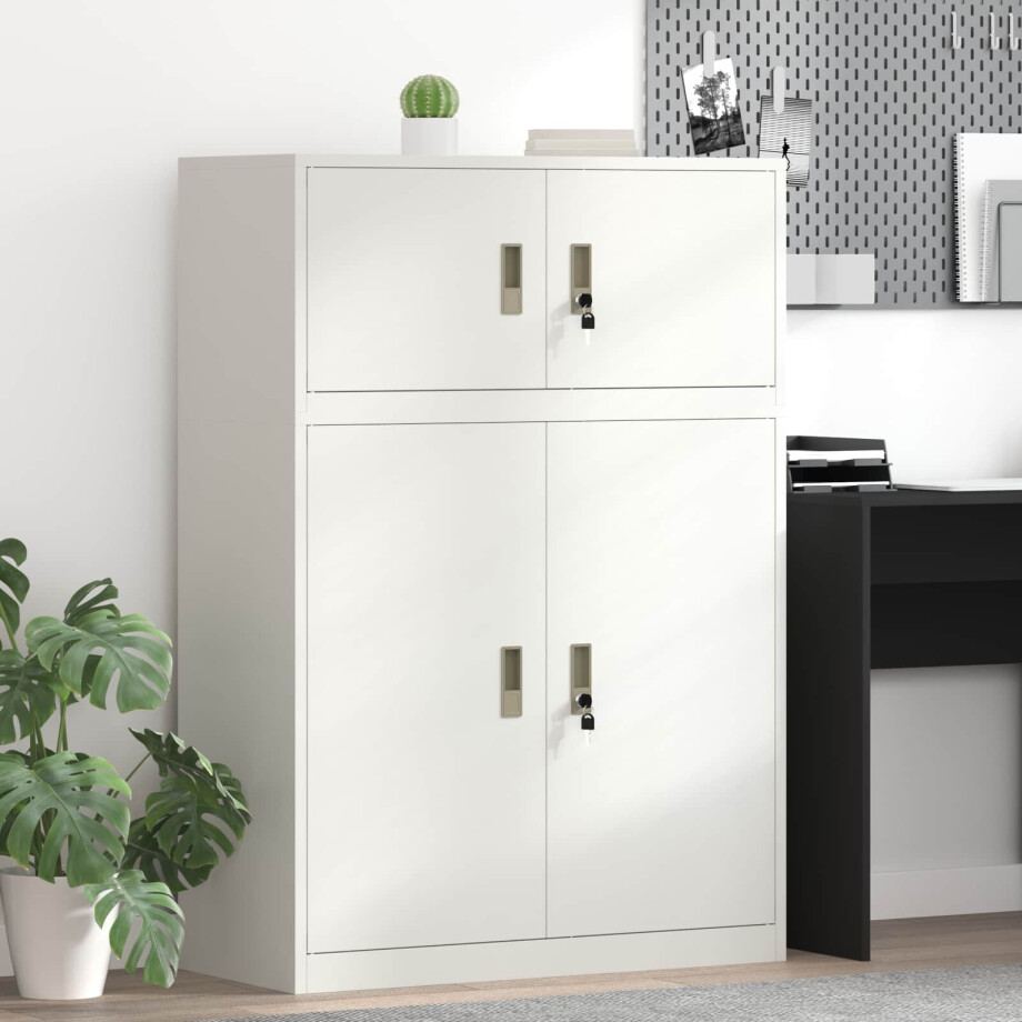 vidaXL Opbergkast 2 st Wit 90 x 40 x 130 cm Staal Vergrendelbaar afbeelding 1