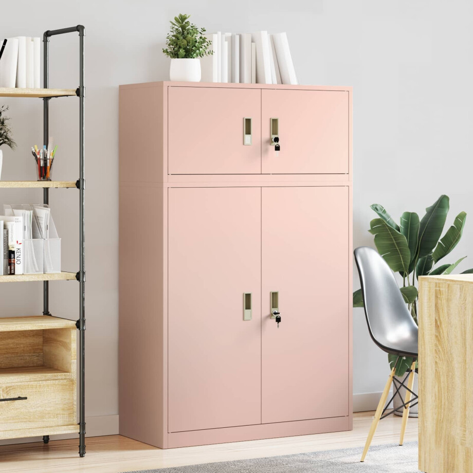 vidaXL Opbergkast 2 st Roze 90 x 40 x 145 cm Staal Vergrendelbaar vidaXL Opbergkast 2 st Roze 90 x 40 x 145 cm Staal Vergrendelbaar afbeelding 1