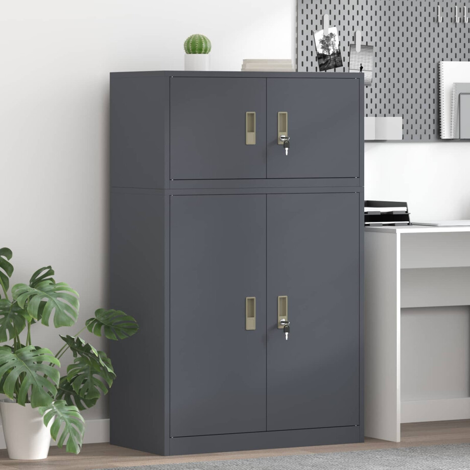 vidaXL Opbergkast 2 st Antraciet 80 x 40 x 130 cm Staal Vergrendelbaar vidaXL Opbergkast 2 st Antraciet 80 x 40 x 130 cm Staal Vergrendelbaar afbeelding 1