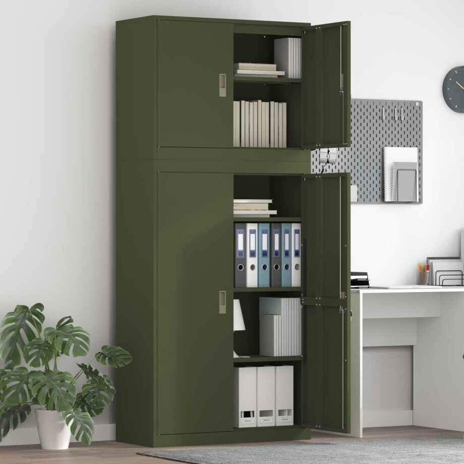 vidaXL Opbergkast 2 st Olijfgroen 90 x 40 x 210 cm Staal vidaXL Opbergkast 2 st Olijfgroen 90 x 40 x 210 cm Staal afbeelding 1