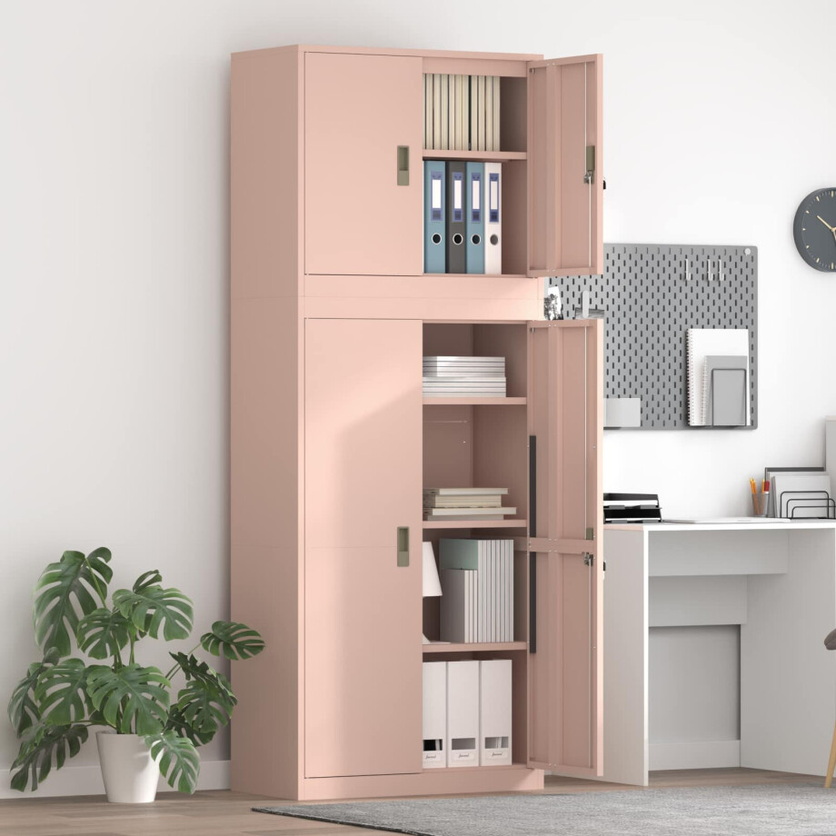 vidaXL Opbergkast 2 st Roze 80 x 40 x 210 cm Staal Vergrendelbaar vidaXL Opbergkast 2 st Roze 80 x 40 x 210 cm Staal Vergrendelbaar afbeelding 1