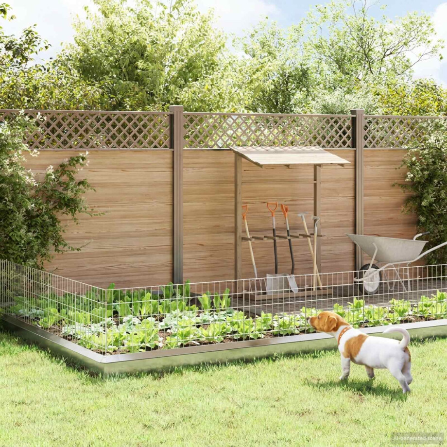 vidaXL Tuin omheining met palen 12 st 55 x 50 cm Gegalvaniseerd staal afbeelding 1