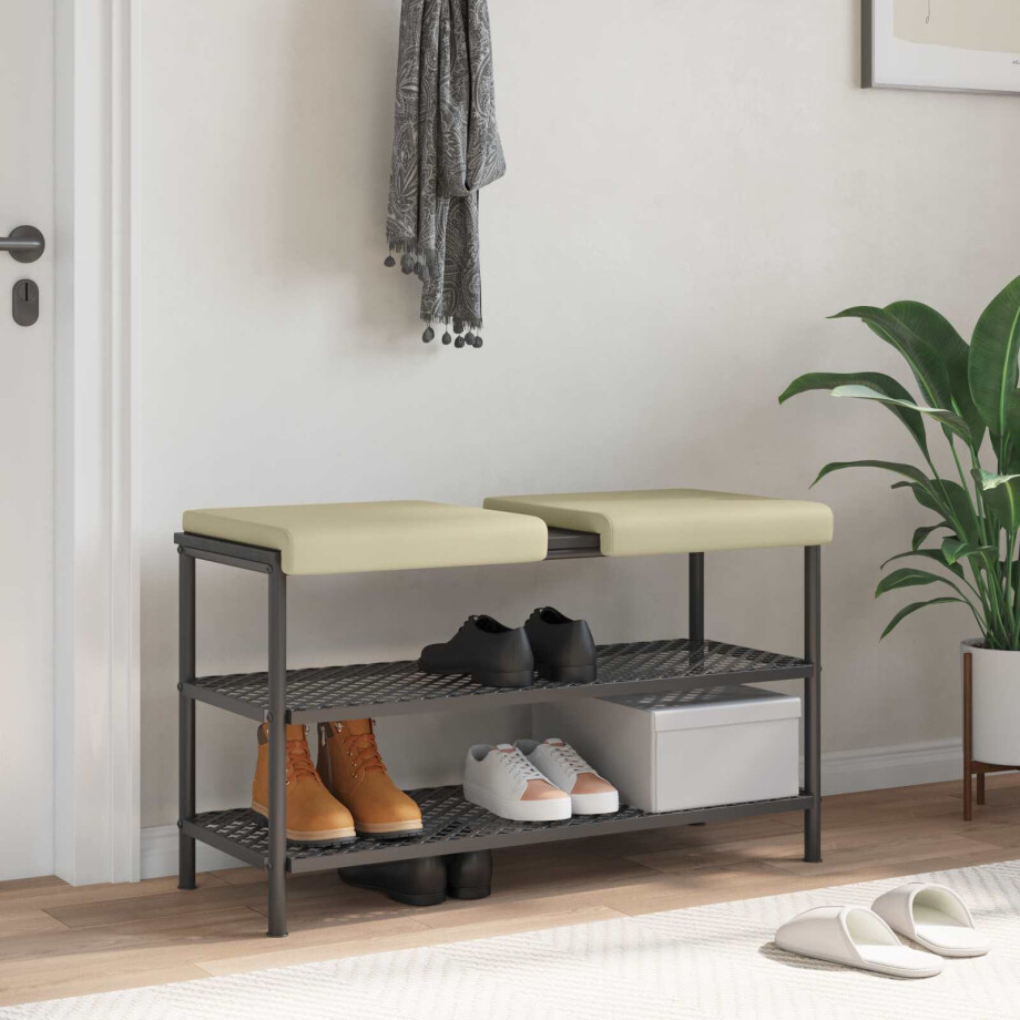 vidaXL Bankkussen 2 st Kunstleer Crèmekleurig Diepte 35 cm afbeelding 1