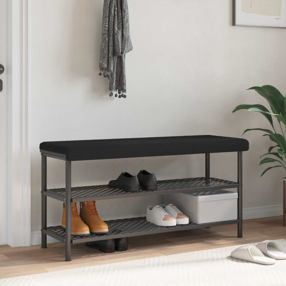 vidaXL Bankkussen Sherpa Stof Zwart Diepte 35 cm afbeelding 1