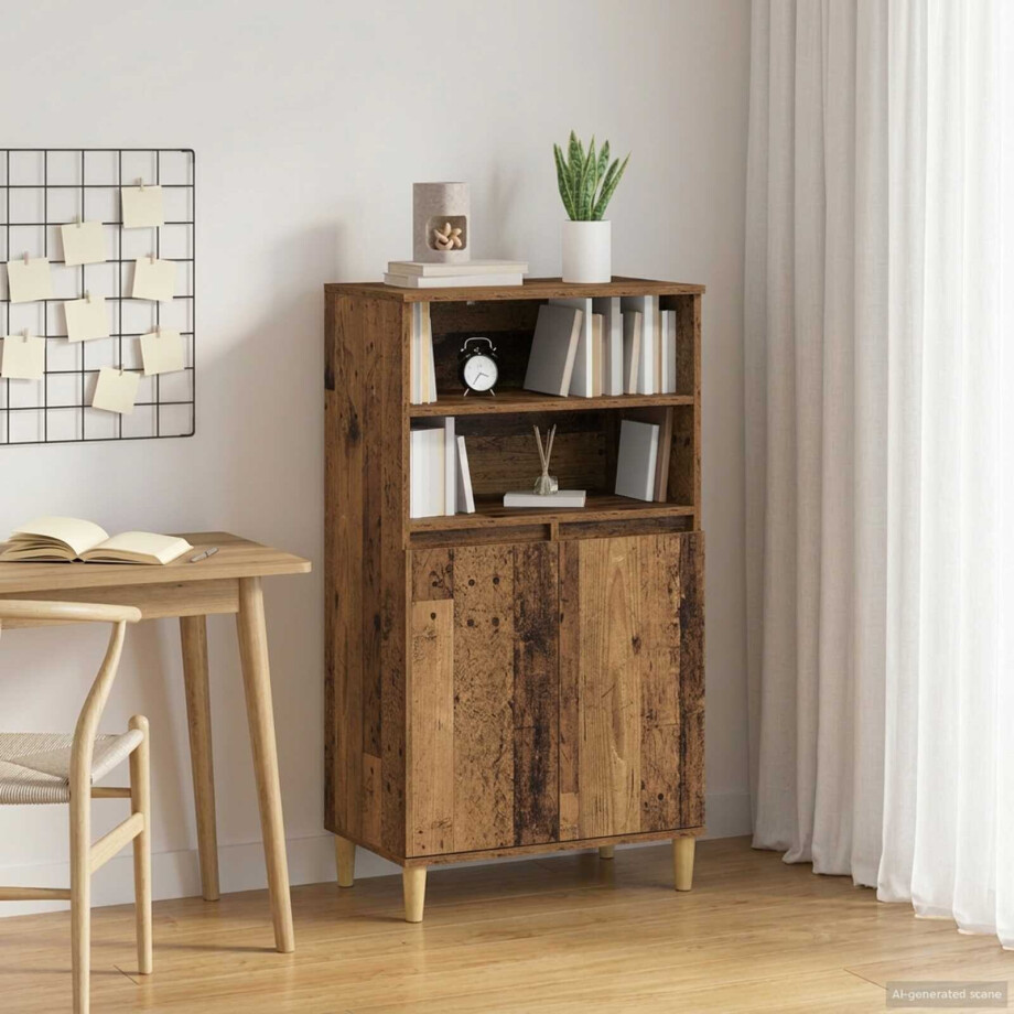 vidaXL Hoge kast Eikenhout 60 x 36 x 110 cm Bewerkt hout vidaXL Hoge kast Eikenhout 60 x 36 x 110 cm Bewerkt hout afbeelding 1