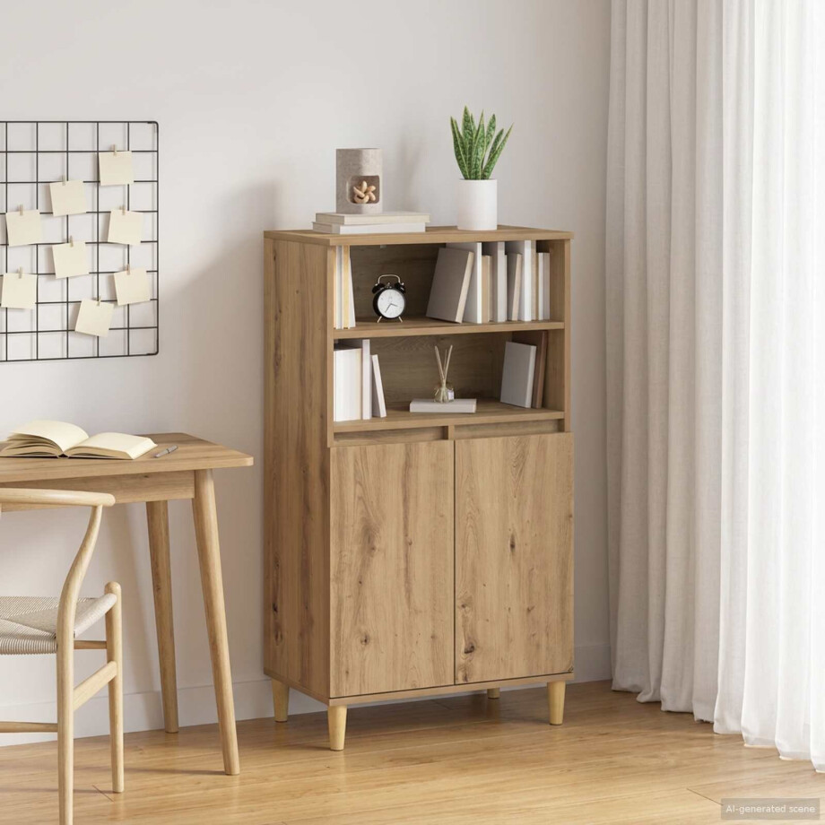 vidaXL Hoge kast Artisanaal eiken 60 x 36 x 110 cm Bewerkt hout vidaXL Hoge kast Artisanaal eiken 60 x 36 x 110 cm Bewerkt hout afbeelding 1
