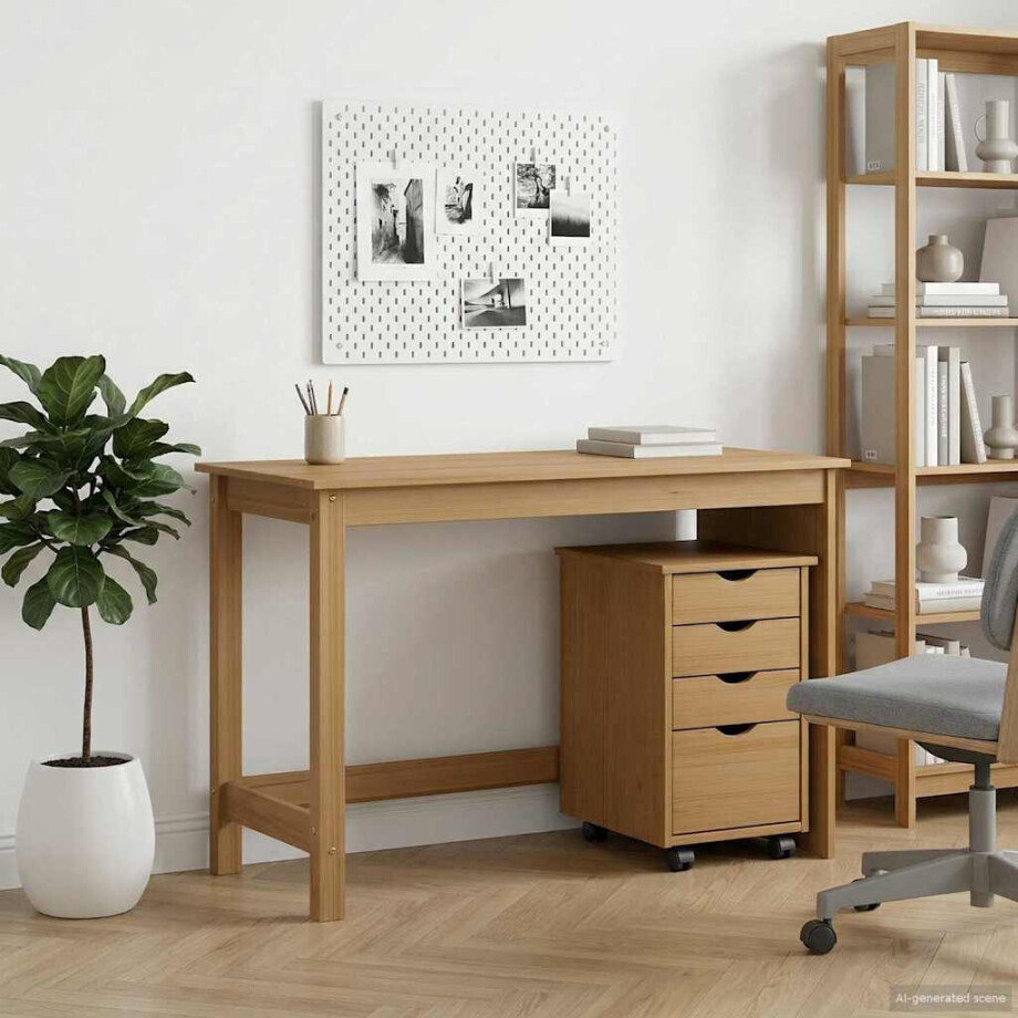 vidaXL Bureau Kas Set 2 st HoningBruin Massief grenenhout afbeelding 1