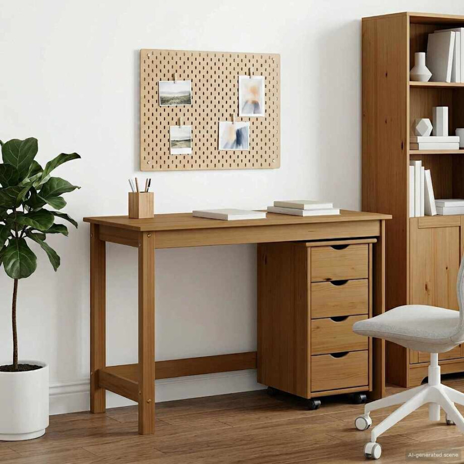 vidaXL Bureau Kas Set 2 st HoningBruin Massief grenenhout afbeelding 1