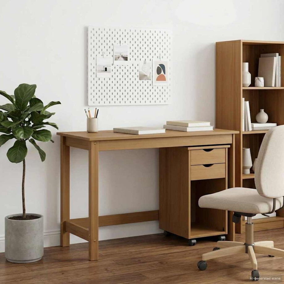 vidaXL Bureau Kas Set 2 st HoningBruin Massief grenenhout afbeelding 1