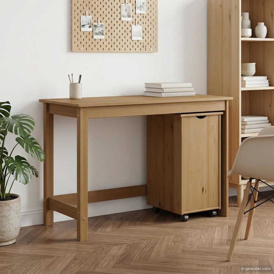 vidaXL Bureau Kas Set 2 st HoningBruin Massief grenenhout afbeelding 1