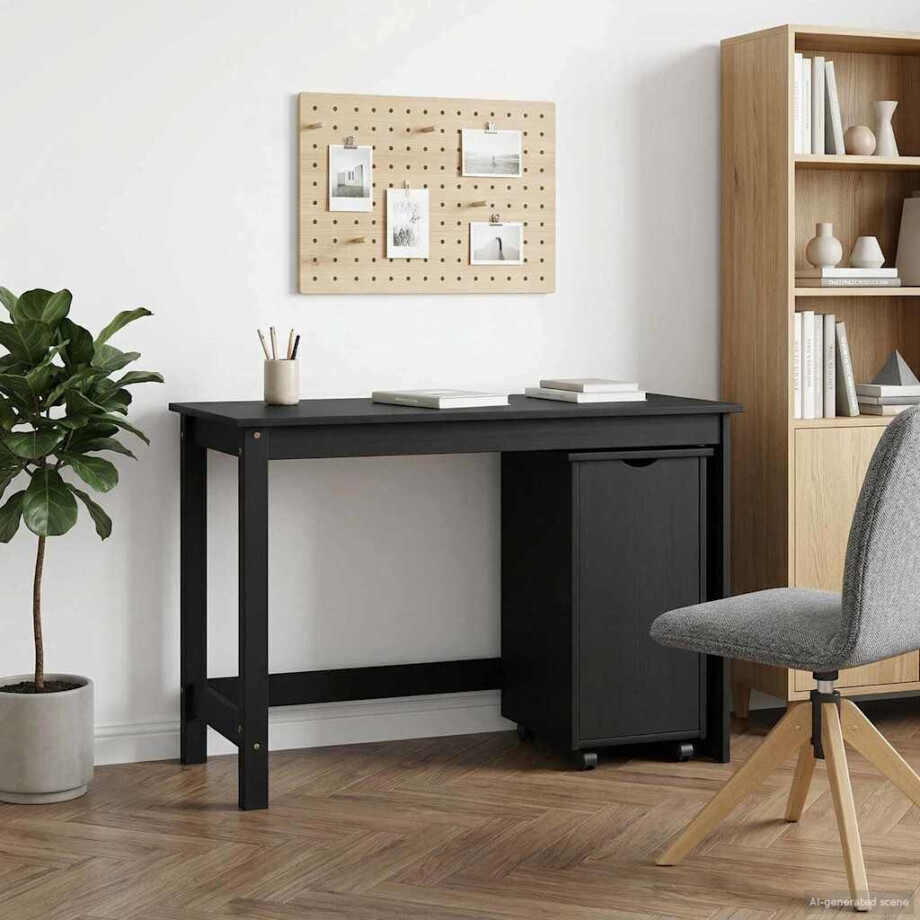 vidaXL Bureau Kas Set 2 st Grijs Massief grenenhout afbeelding 1