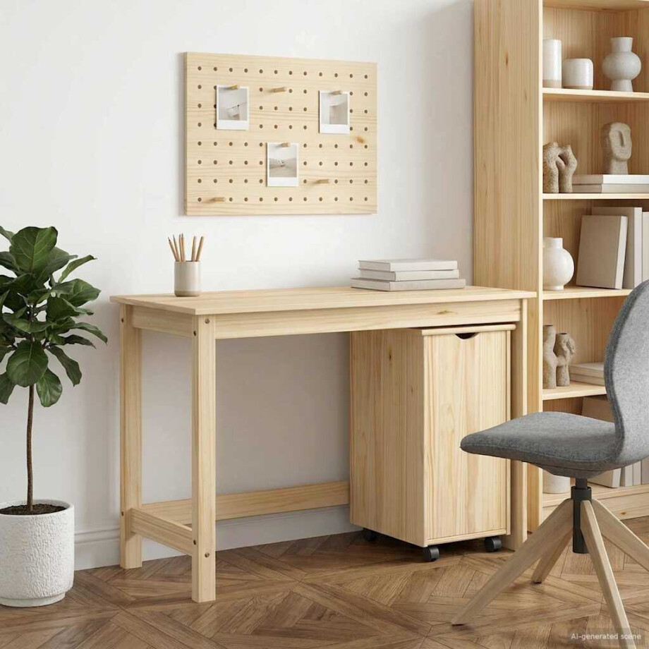 vidaXL Bureau Kas Set 2 st Bruin Massief grenenhout afbeelding 1