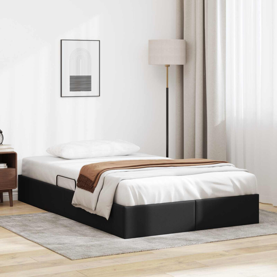 vidaXL Ottoman Bedframe met opslag Zwart 120 x 200 cm Nep Leer vidaXL Ottoman Bedframe met opslag Zwart 120 x 200 cm Nep Leer afbeelding 1