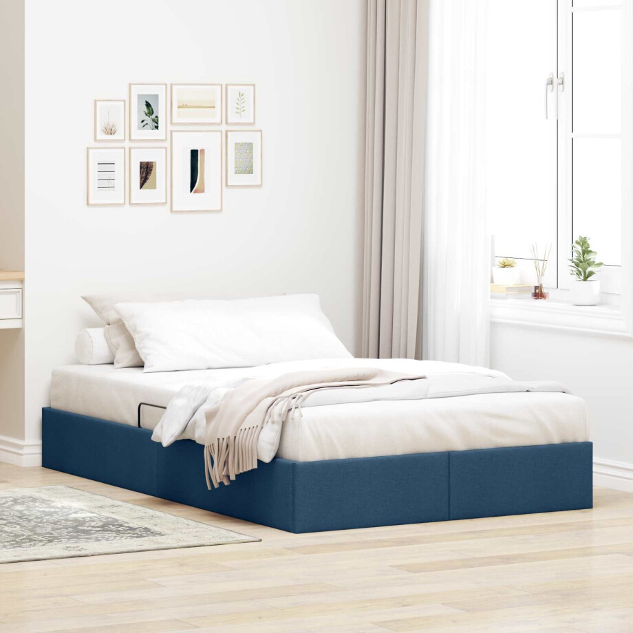 vidaXL Ottoman Bedframe met opslag Blauw 120 x 200 cm Stof vidaXL Ottoman Bedframe met opslag Blauw 120 x 200 cm Stof afbeelding 1