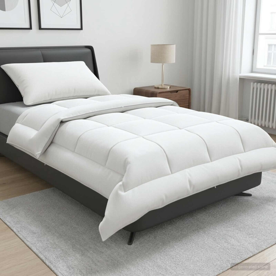 vidaXL Dekbed en Kussen Set 2 pcs 135x200 cm Zomer 200 GSM Wol Wit afbeelding 1