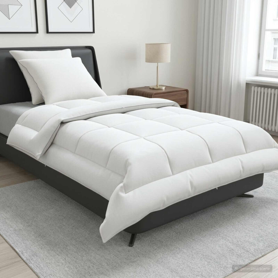 vidaXL Dekbed en Kussen Set 3 pcs 140x220 cm Zomer 140 GSM Wol Wit afbeelding 1