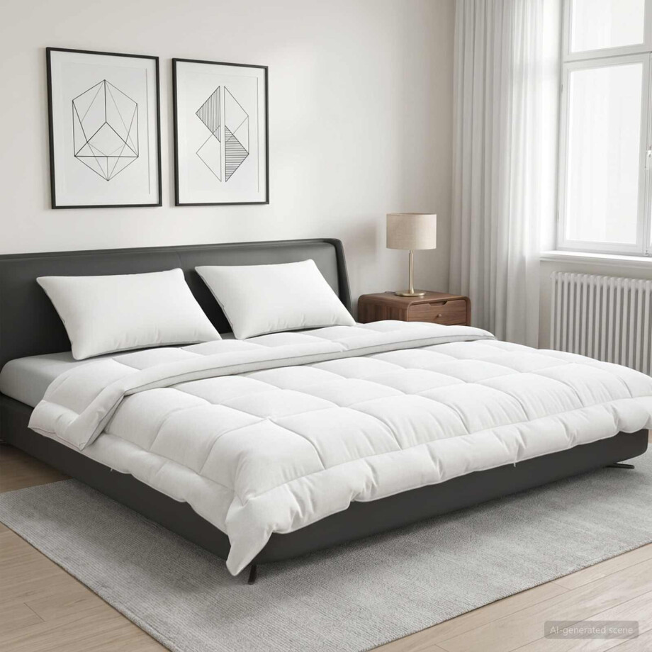 vidaXL Dekbed en Kussen Set 3 pcs 200x220 cm Zomer 200 GSM Wol Wit afbeelding 1