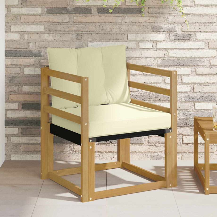 vidaXL Tuinbank Massief Acaciahout en Textilene Wit vidaXL Tuinbank Massief Acaciahout en Textilene Wit afbeelding 1