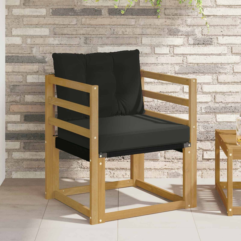 vidaXL Tuinbank Massief Acaciahout en Textilene Wit vidaXL Tuinbank Massief Acaciahout en Textilene Wit afbeelding 1