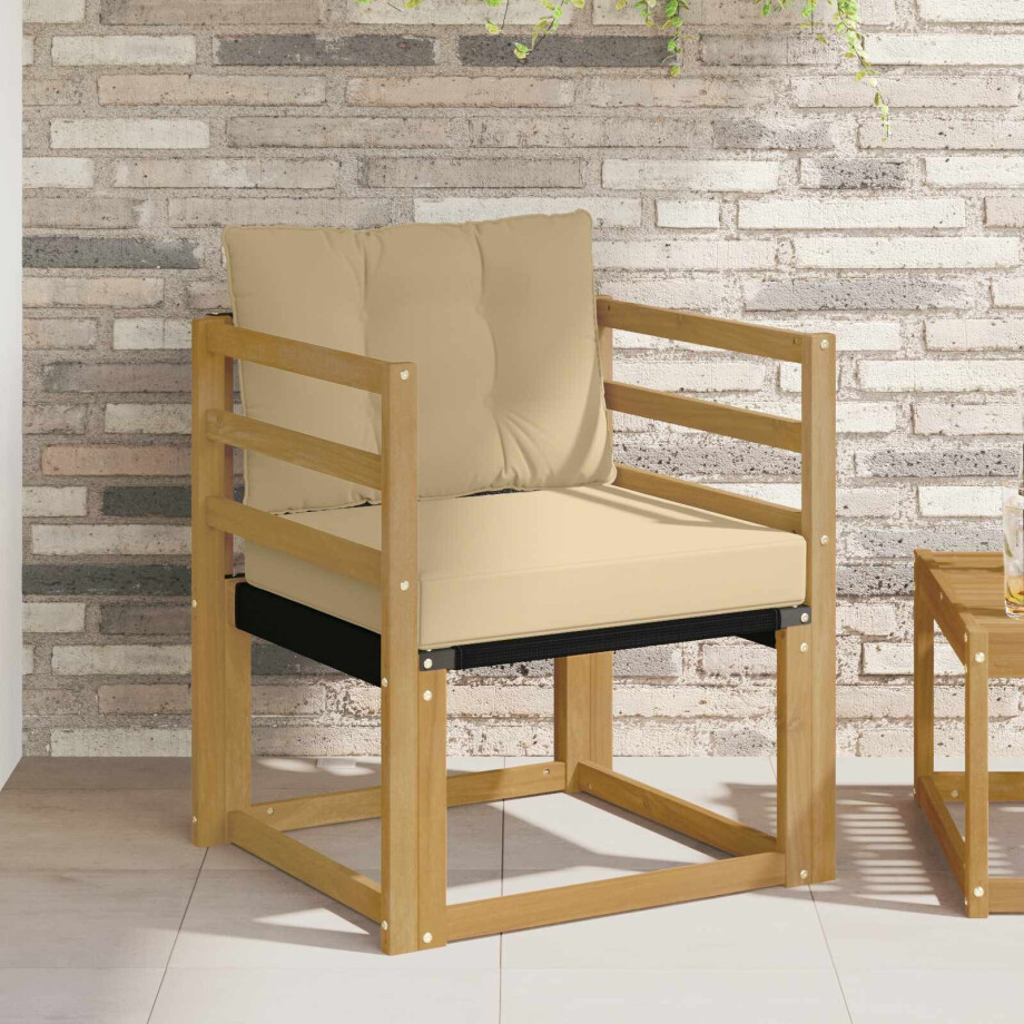 vidaXL Tuinbank Massief Acaciahout en Textilene Wit vidaXL Tuinbank Massief Acaciahout en Textilene Wit afbeelding 1