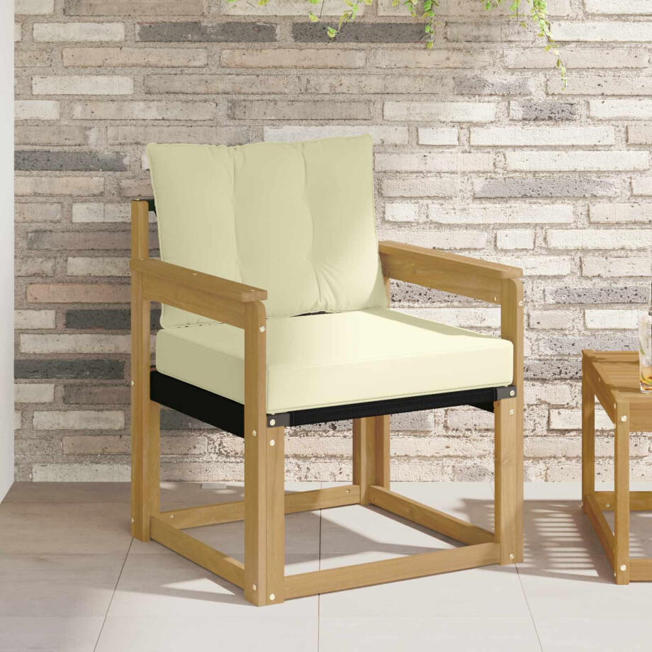 vidaXL Tuinbank Massief Acaciahout en Textilene Wit vidaXL Tuinbank Massief Acaciahout en Textilene Wit afbeelding 1