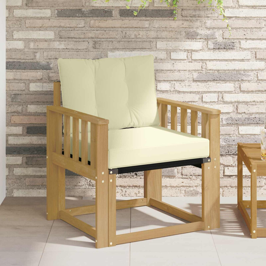 vidaXL Tuinbank Massief Acaciahout en Textilene Wit vidaXL Tuinbank Massief Acaciahout en Textilene Wit afbeelding 1