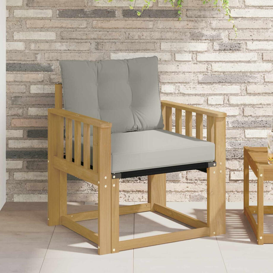 vidaXL Tuinbank Massief Acaciahout en Textilene Wit vidaXL Tuinbank Massief Acaciahout en Textilene Wit afbeelding 1