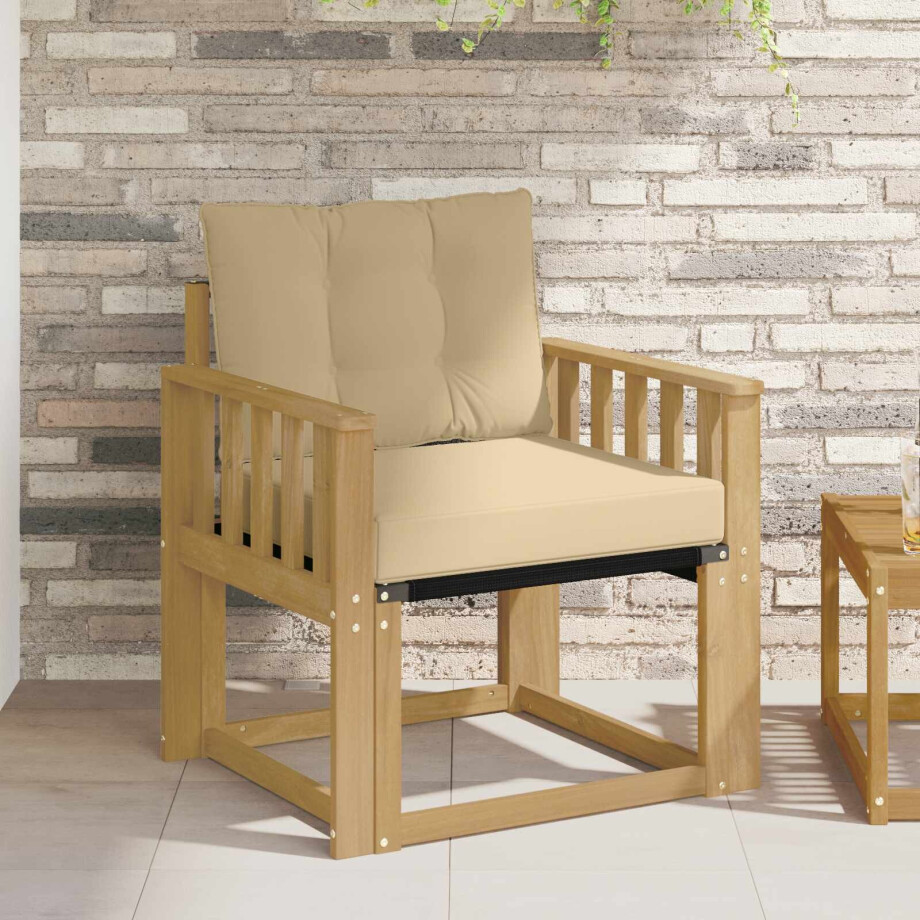 vidaXL Tuinbank Massief Acaciahout en Textilene Wit vidaXL Tuinbank Massief Acaciahout en Textilene Wit afbeelding 1