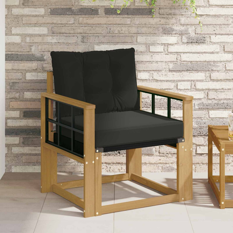 vidaXL Tuinbank Massief Acaciahout en Textilene Wit vidaXL Tuinbank Massief Acaciahout en Textilene Wit afbeelding 1