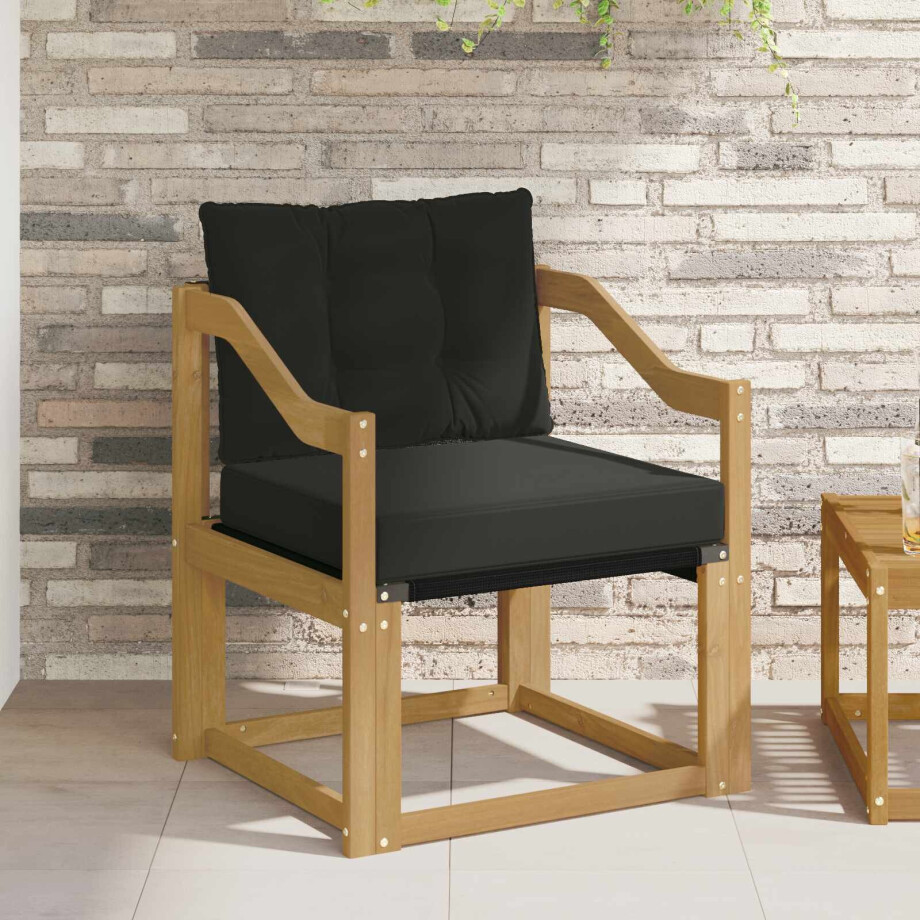 vidaXL Tuinbank Massief Acaciahout en Textilene Wit vidaXL Tuinbank Massief Acaciahout en Textilene Wit afbeelding 1