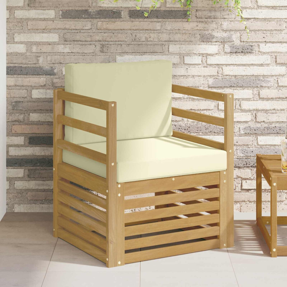 vidaXL Tuinbank Polyester Wit en crèmekleurig afbeelding 1