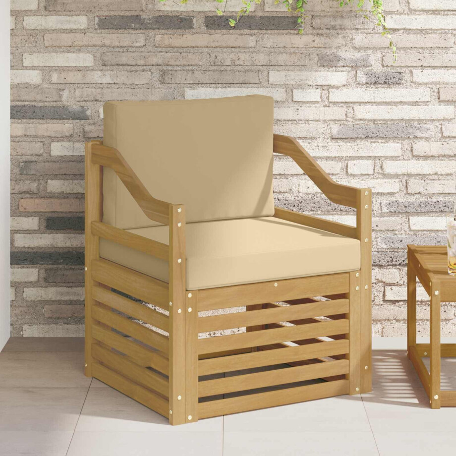 vidaXL Tuinbank Polyester wit en beige afbeelding 1