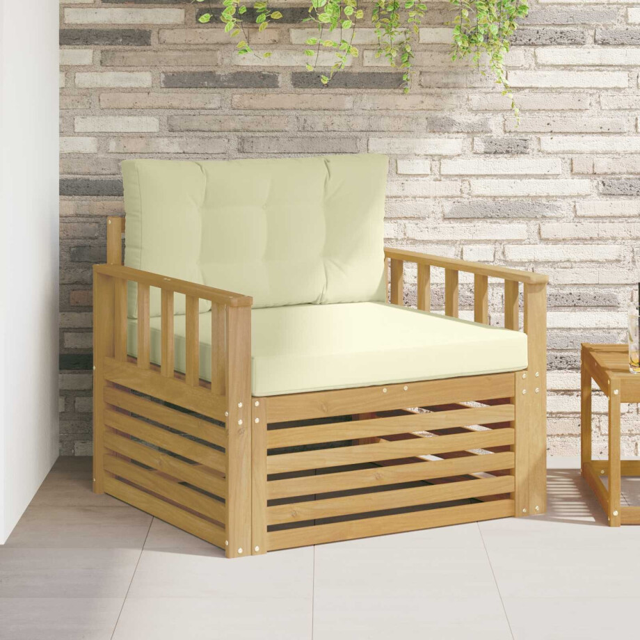 vidaXL Tuinbank Polyester Wit en crèmekleurig afbeelding 1