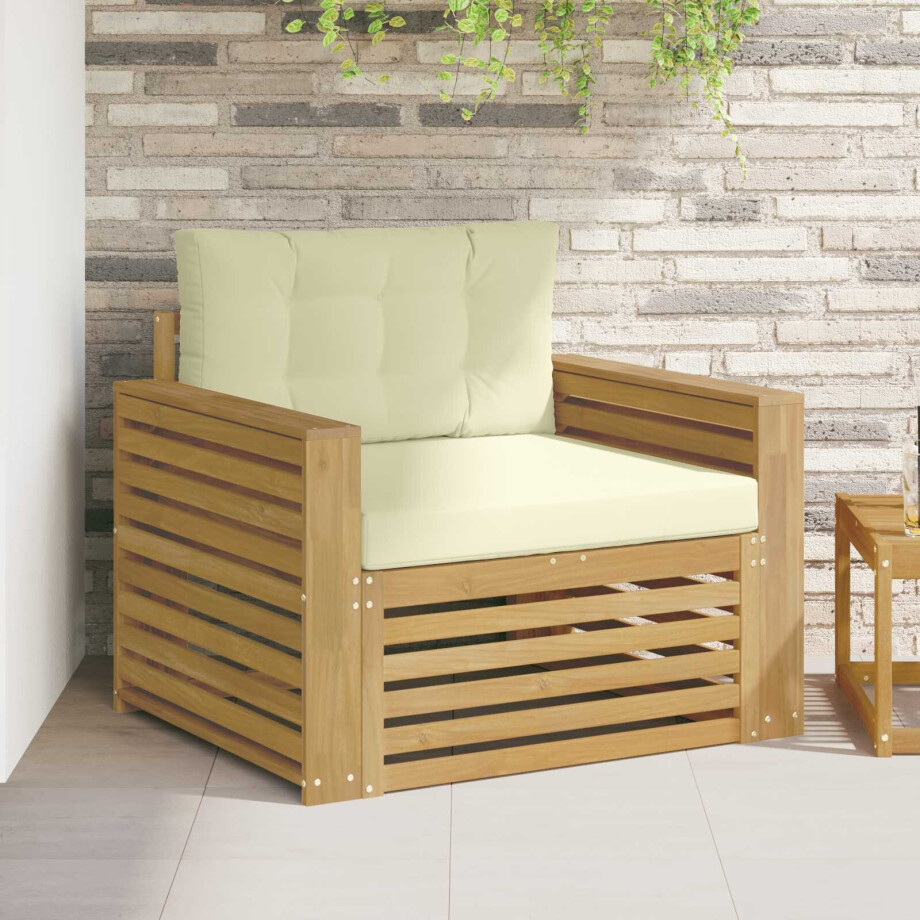 vidaXL Tuinbank Polyester Bruin en crèmekleurig vidaXL Tuinbank Polyester Bruin en crèmekleurig afbeelding 1