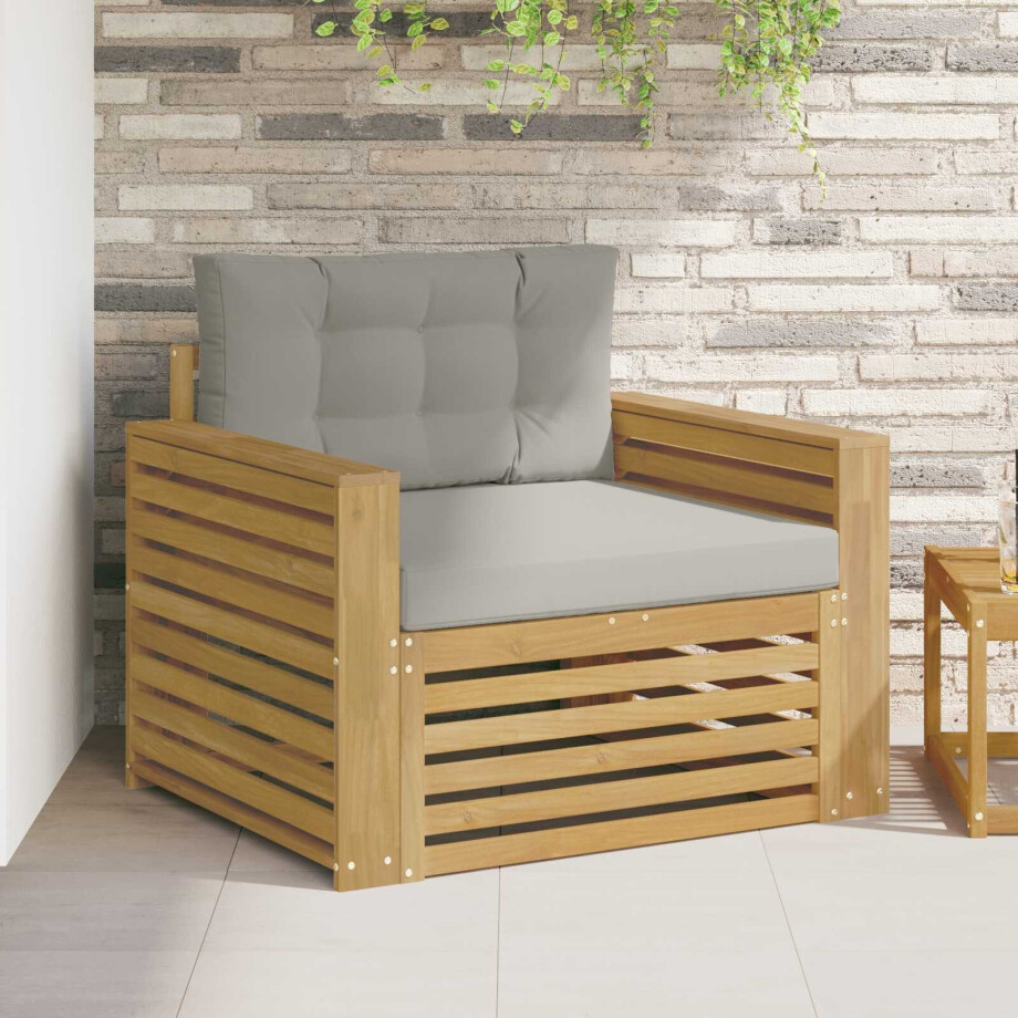 vidaXL Tuinbank Polyester Bruin en lichtgrijs vidaXL Tuinbank Polyester Bruin en lichtgrijs afbeelding 1