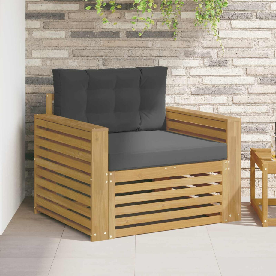 vidaXL Tuinbank Polyester Wit en antracietkleurig afbeelding 1