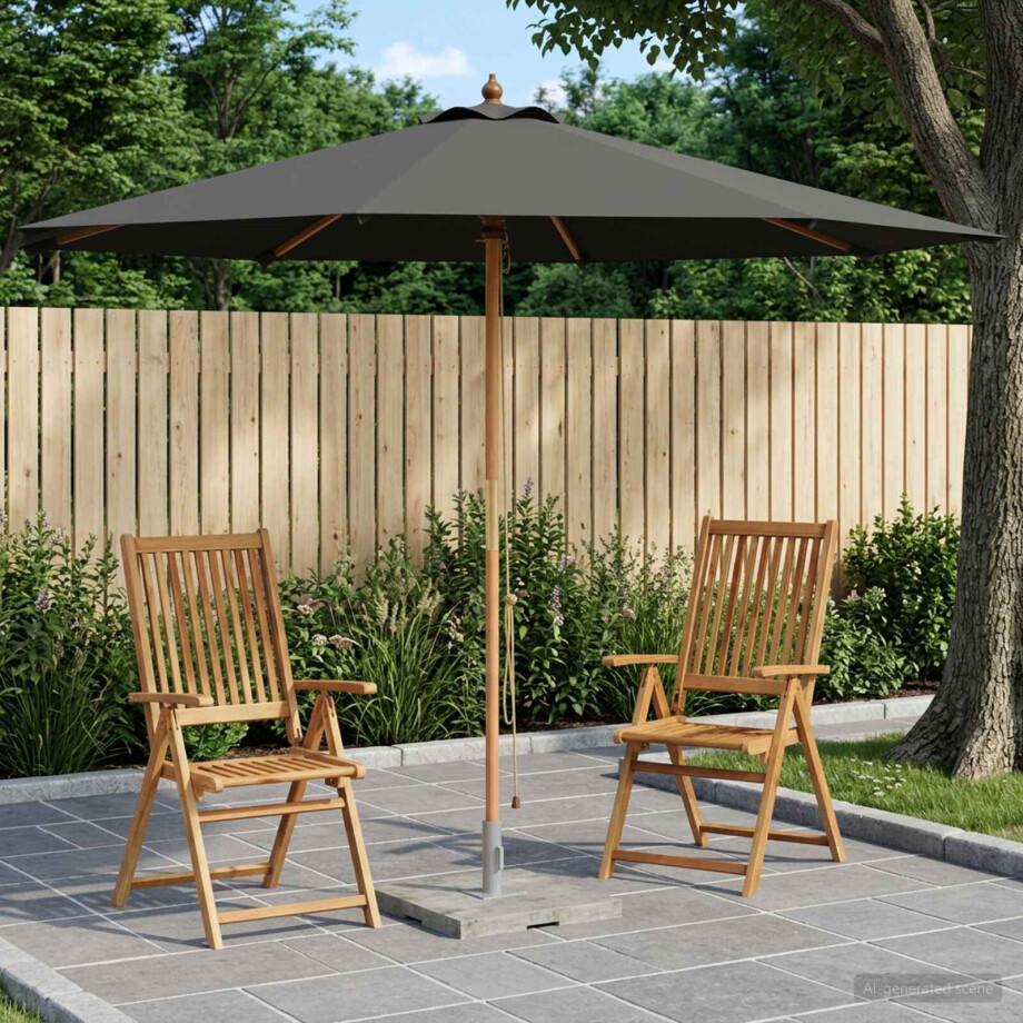 vidaXL Tuinparasol Ø 300 x 248 cm massief eucalyptushout Antraciet afbeelding 1