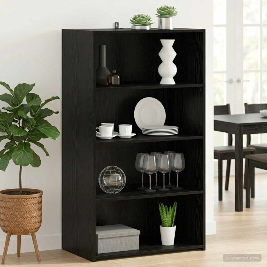 vidaXL Hoge kast Zwart eiken 70 x 41 x 124 cm Bewerkt hout afbeelding 1