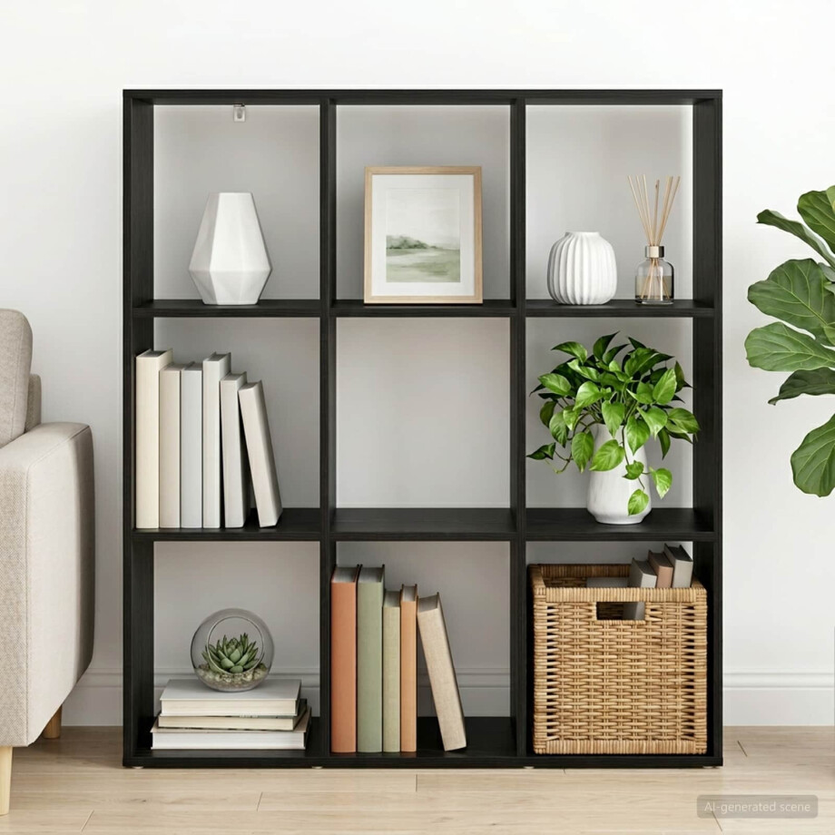 vidaXL Boekenkast 102 x 29 x 103,5 cm Bewerkt hout Zwart eiken vidaXL Boekenkast 102 x 29 x 103,5 cm Bewerkt hout Zwart eiken afbeelding 1