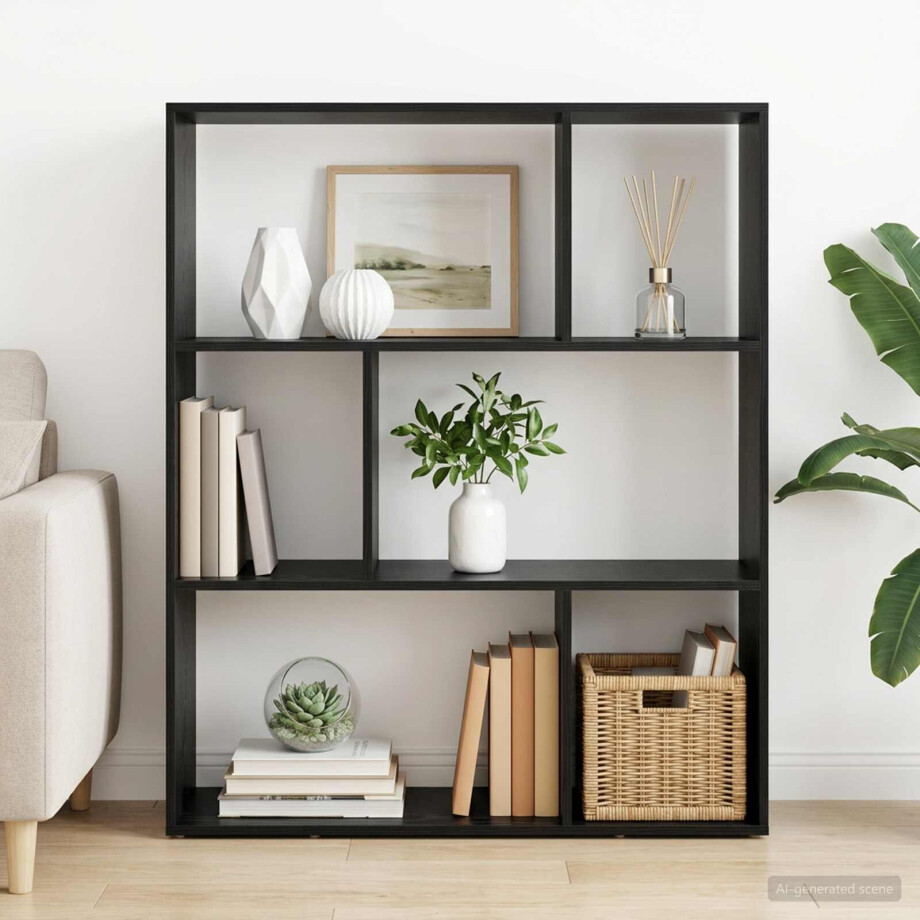 vidaXL Boekenkast 102 x 29 x 103,5 cm Bewerkt hout Zwart eiken vidaXL Boekenkast 102 x 29 x 103,5 cm Bewerkt hout Zwart eiken afbeelding 1
