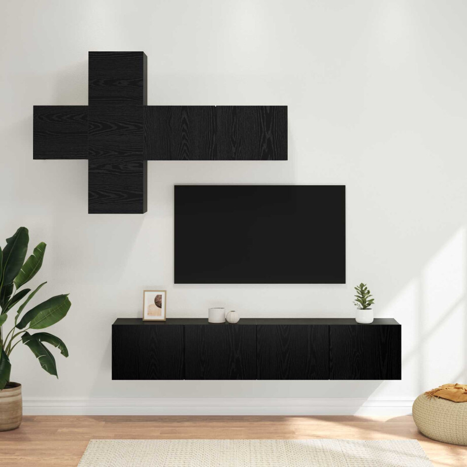 vidaXL Tv-meubelset Wandgemonteerd 3 pcs Bewerkt hout afbeelding 1