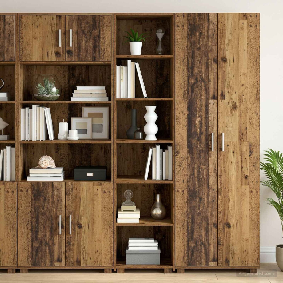 vidaXL Dressoir Eikenhout 45 x 41 x 185 cm Bewerkt hout afbeelding 1