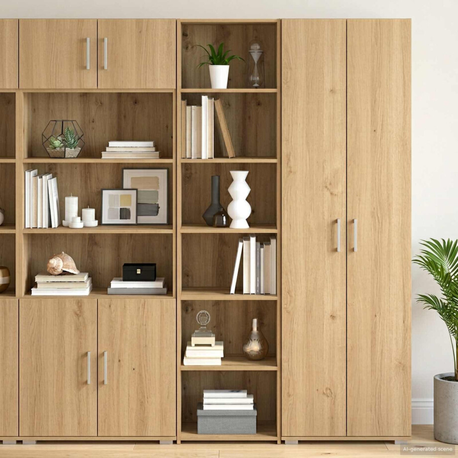 vidaXL Dressoir Artisanaal eiken 45 x 41 x 185 cm Bewerkt hout afbeelding 1